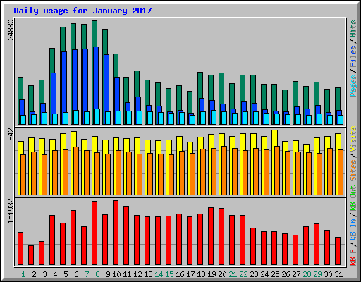 Daily usage for January 2017