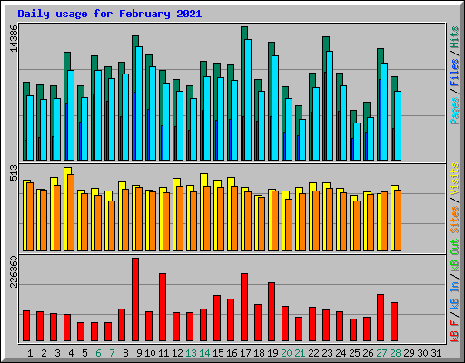 Daily usage for February 2021