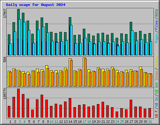 Daily usage for August 2024