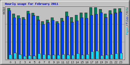 Hourly usage for February 2011