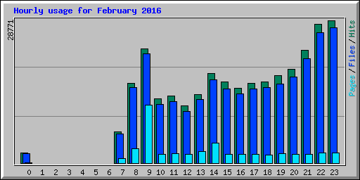 Hourly usage for February 2016